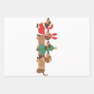 Dachshund Dog Wearing Christmas Dog Lovers Wrapping Paper Sheets