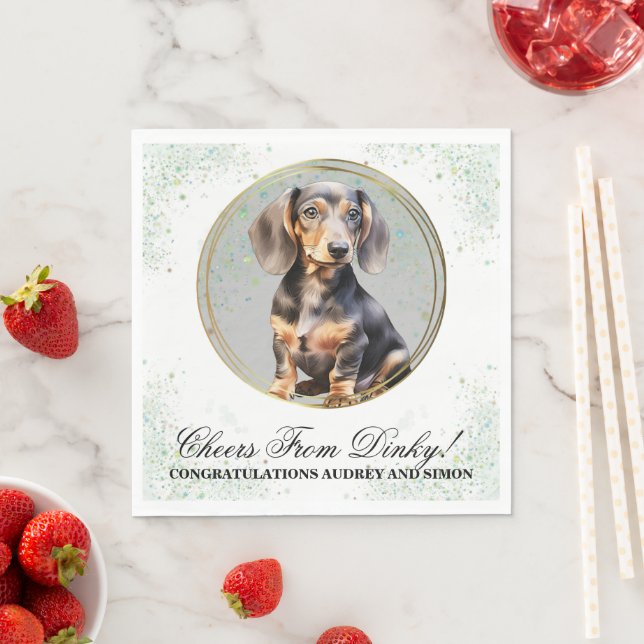 Dachshund Dog Wedding Napkins with Photo (Insitu)