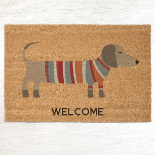 Dachshund Dog Welcome Custom Text Fiber Doormat