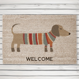 Dachshund Dog Welcome Custom Text Fiber Doormat