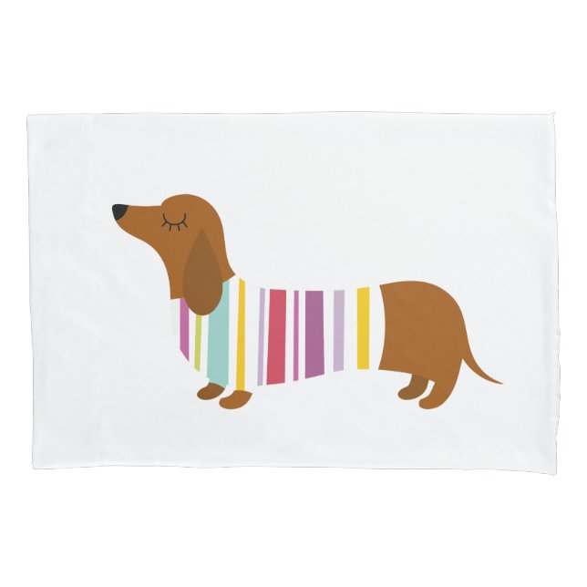 Dachshund Dog - white pillowcase (Front)