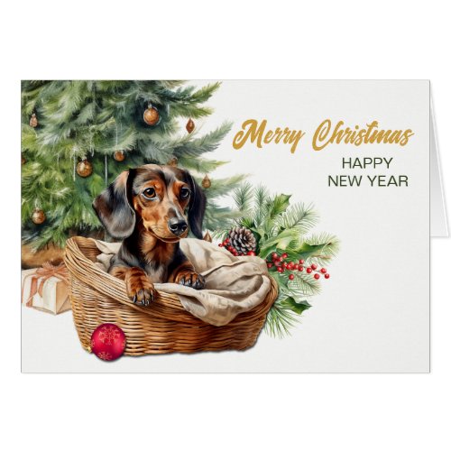 Dachshund Dog Wicker Basket Christmas Tree