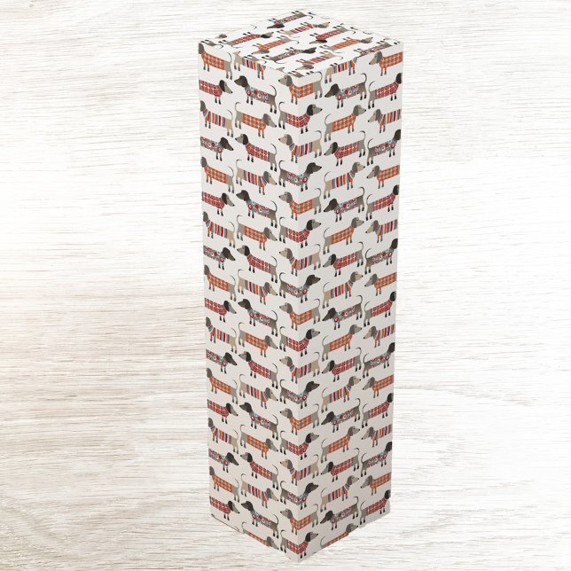 Dachshund Dog Wine Box (Dachshund Wiener Sausage Dog fun wine bottle gift box)