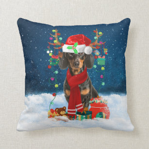 dachshund christmas throw pillows