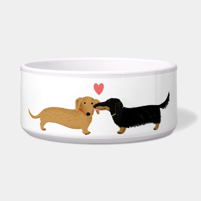 Dachshund Doggie Kiss with Heart Bowl (Front)