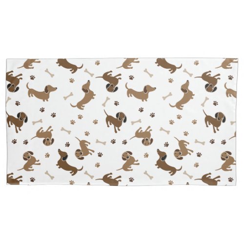  Dachshund Dogs and Bones Cute Doxies Pillow Case