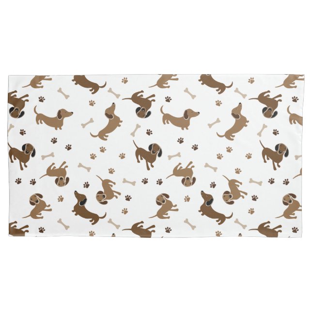 Dachshund Dogs and Bones Cute Doxies Pillow Case (Front-Left)