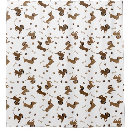 Dachshund Dogs and Bones Cute Paws Shower Curtain