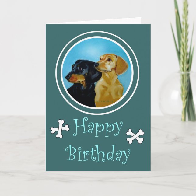 Dachshund Dogs Birthday Card (Front)