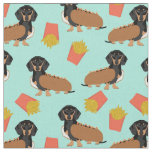 Dachshund dogs black and tan weiner dog fabric