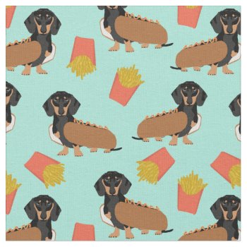 Dachshund Dogs Black And Tan Weiner Dog Fabric by FriendlyPets at Zazzle