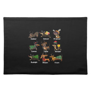 Dachshund Dogs Christmas Pajamas Dog Classic T-Shi Cloth Placemat
