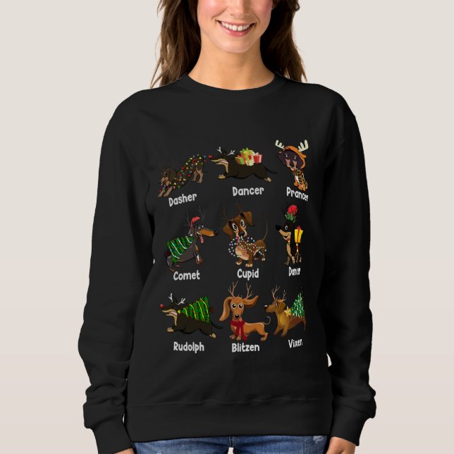 Dachshund Dogs Christmas Pajamas Family  For Dog L Sweatshirt (Front)