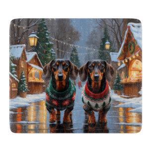 Dachshund Dogs Christmas Snow Holiday Cutting Board
