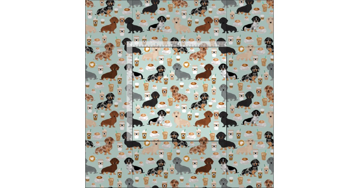 Dachshund dogs coffee lover mint fabric | Zazzle.com