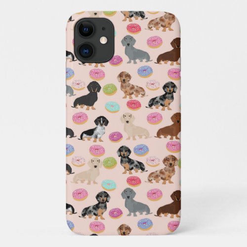 Dachshund dogs donuts pink iPhone 11 case