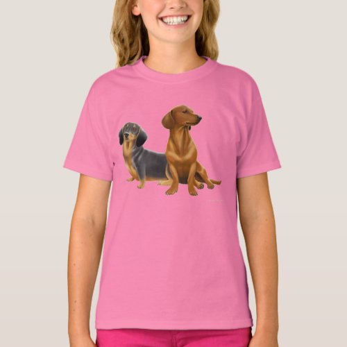 Dachshund Dogs Girls Baby Doll T_Shirt
