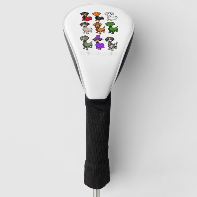Dachshund Dogs Halloween Happy Halloween Golf Head Cover (Front)