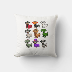 Dachshund Dogs Halloween Happy Halloween Throw Pillow