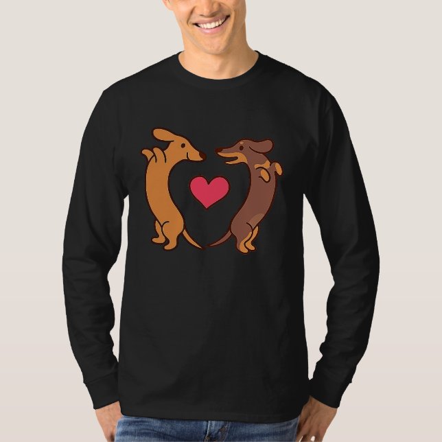 Dachshund Dogs Heart Wiener Valentines Day Men Wom T-Shirt (Front)