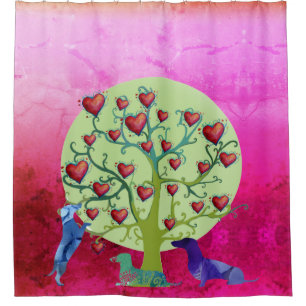 Dachshund  Dogs hearts Art  Shower Curtain