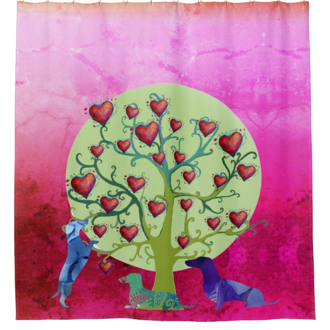 Dachshund  Dogs hearts Art  Shower Curtain (Front)