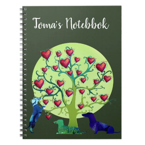 Dachshund Dogs Hearts  Name Notebook