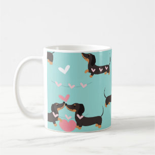 Dachshund dogs in love and hearts seamless pattern coffee mug
