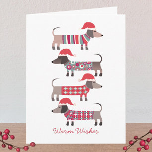 Dachshund Dogs in Santa Hats Christmas  Note Card