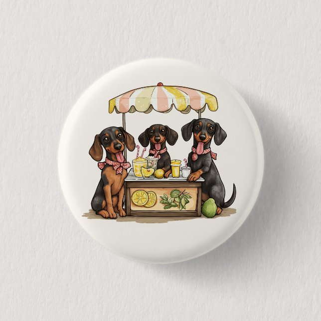 Dachshund Dogs Lemonade Stand Button (Front)