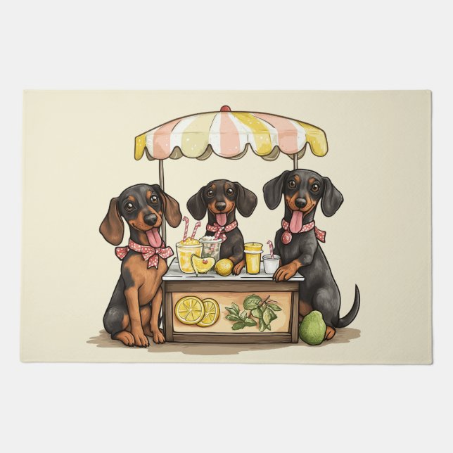 Dachshund Dogs Lemonade Stand Doormat (Front)