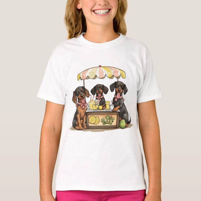Dachshund Dogs Lemonade Stand T-Shirt (Front)
