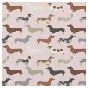 Dachshund dogs pastel pink fabric