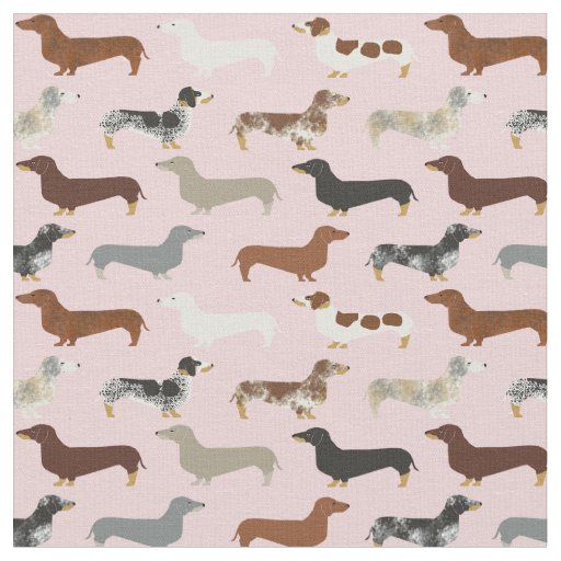 Dachshund dogs pastel pink fabric