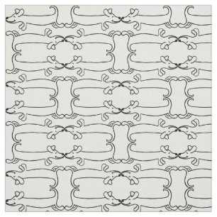 dachshund dogs puppy pattern black and white fabric