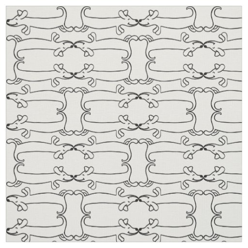 dachshund dogs puppy pattern black and white fabric