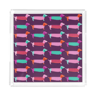 Dachshund Dogs: Seamless Cute Pattern. Acrylic Tray