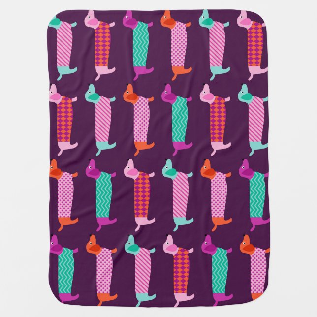 Dachshund Dogs: Seamless Cute Pattern. Baby Blanket (Front)