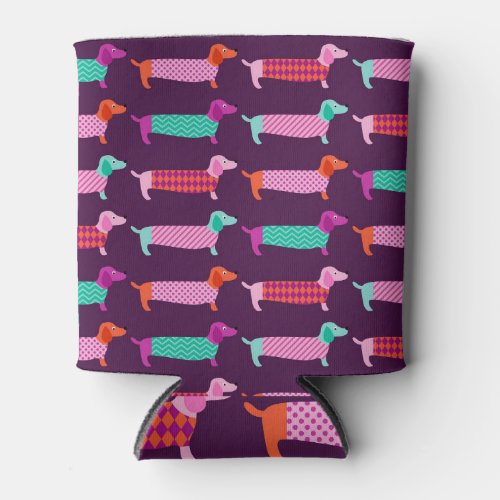 Dachshund Dogs Seamless Cute Pattern Can Cooler