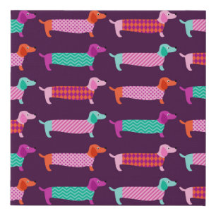 Dachshund Dogs: Seamless Cute Pattern. Faux Canvas Print