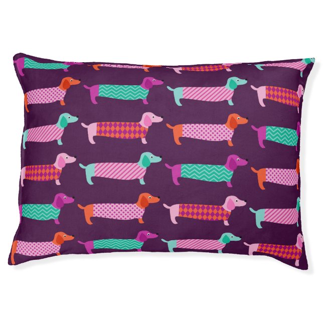 Dachshund Dogs: Seamless Cute Pattern. Pet Bed (Front)