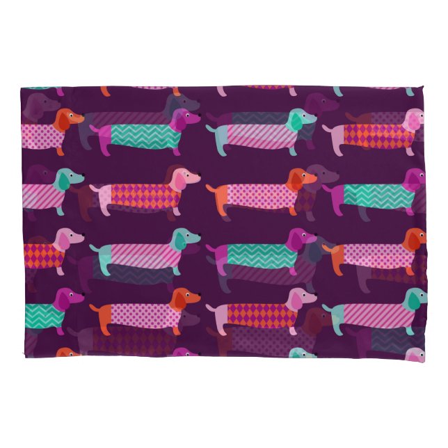 Dachshund Dogs: Seamless Cute Pattern. Pillow Case (Front)