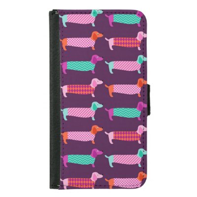 Dachshund Dogs: Seamless Cute Pattern. Samsung Galaxy S5 Wallet Case