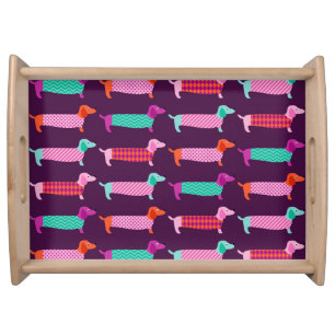 Dachshund Dogs: Seamless Cute Pattern. Serving Tray