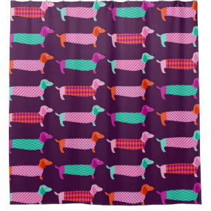 Dachshund Dogs: Seamless Cute Pattern. Shower Curtain