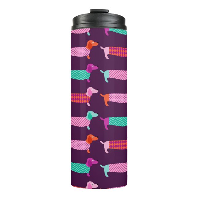 Dachshund Dogs: Seamless Cute Pattern. Thermal Tumbler (Front)