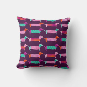 Dachshund Dogs: Seamless Cute Pattern. Throw Pillow