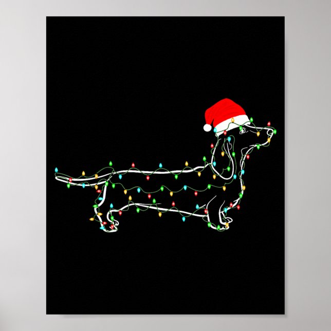 Dachshund Dogs Tree Christmas Sweater Xmas For Pet Poster (Front)