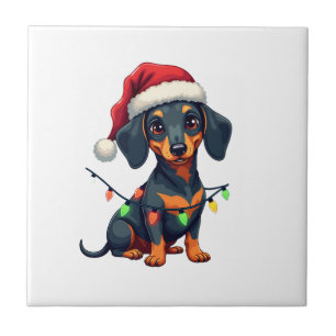 Dachshund Dogs Tree Christmas Sweater Xmas Gifts F Ceramic Tile