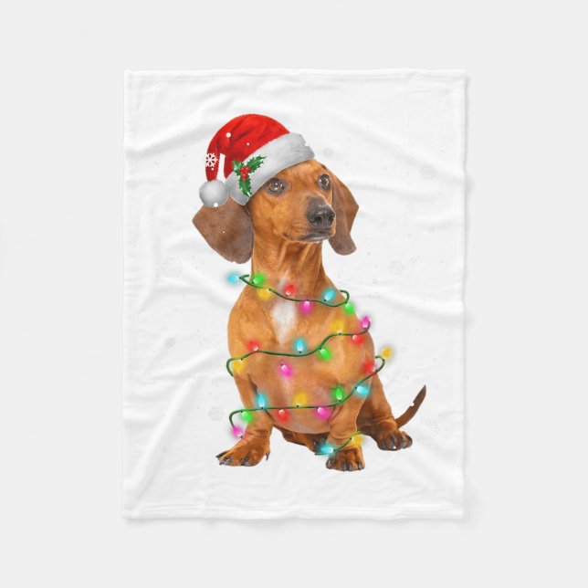 Dachshund Dogs Tree Christmas Sweater Xmas Gifts F Fleece Blanket (Front)